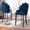 Baxton Studio Chloe Modern and Contemporary Navy Blue Velvet and Dark Brown Finished Wood 2-Piece Bar Stool Set 181-11008-Zoro - alternate 4